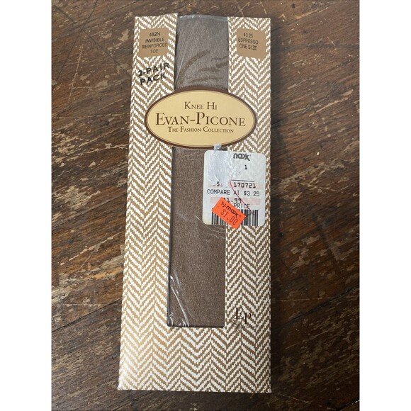 Vintage Evan Picone Knee Highs Comfort Top Espresso Fits 8.5-11 NEW - Picture 1 of 5